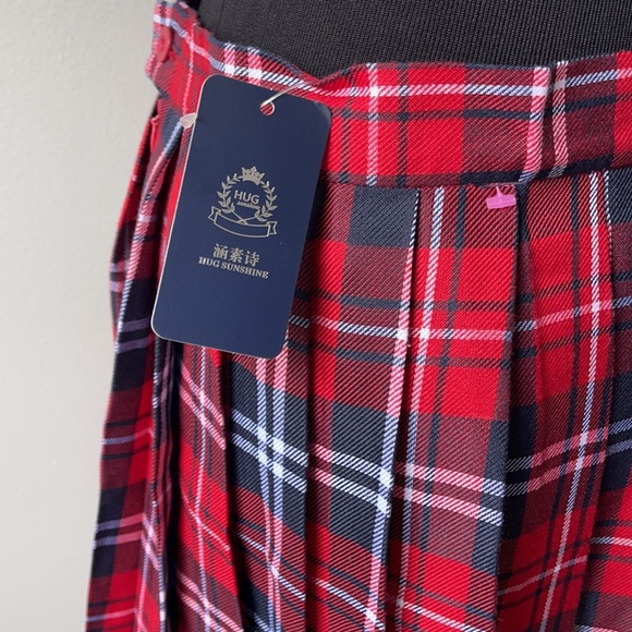 High Waist Tartan Pleated Skirt - Picture 6 of 8